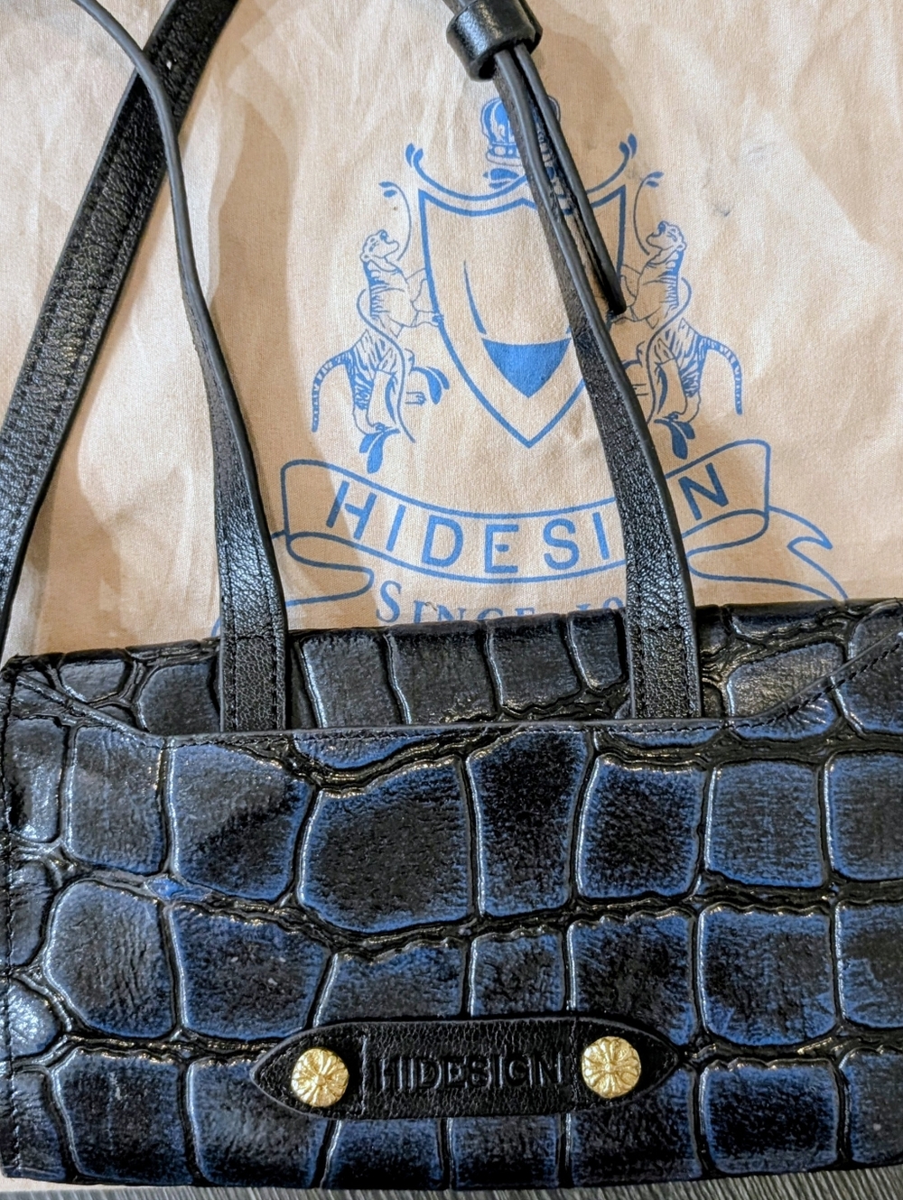 HiDesign Dark Blue Leather Crossbody Wallet Bag - Picture 3 of 5